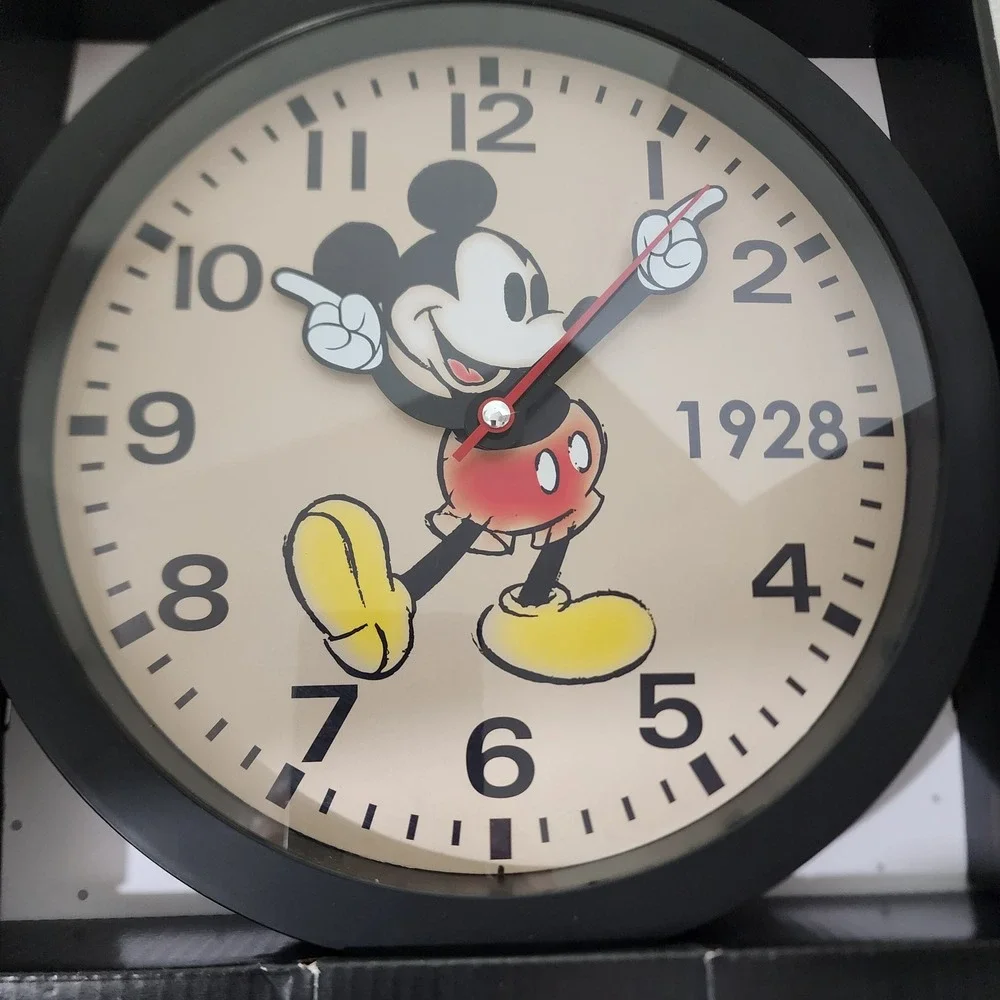 Disney Mickey Mouse Wall Clock 1928 Vintage Style Black Analog MK2032BX New